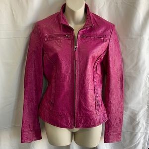 EUC Danier Leather Moto Jacket Fuchsia Size Small See all photos…